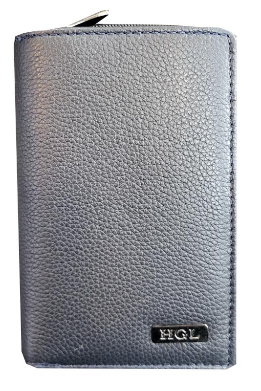 HGL - HGL Reißverschlussbörse groß, RFID-Schutz echt Leder dunkelblau Blau von HGL