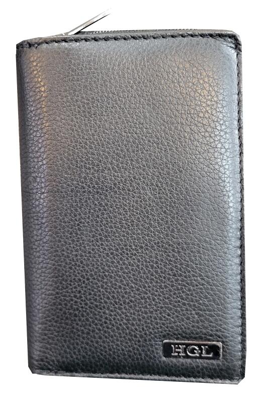 HGL - HGL Reißverschlussbörse groß, RFID-Schutz echt Leder schwarz Schwarz von HGL