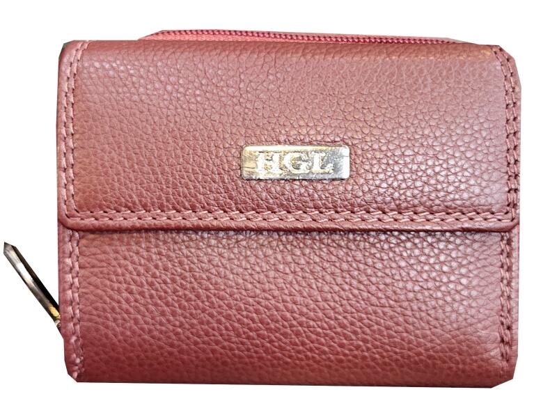 HGL - HGL Reißverschlussbörse mit Überschlag, RFID-Schutz echt Leder bordeaux Rot von HGL