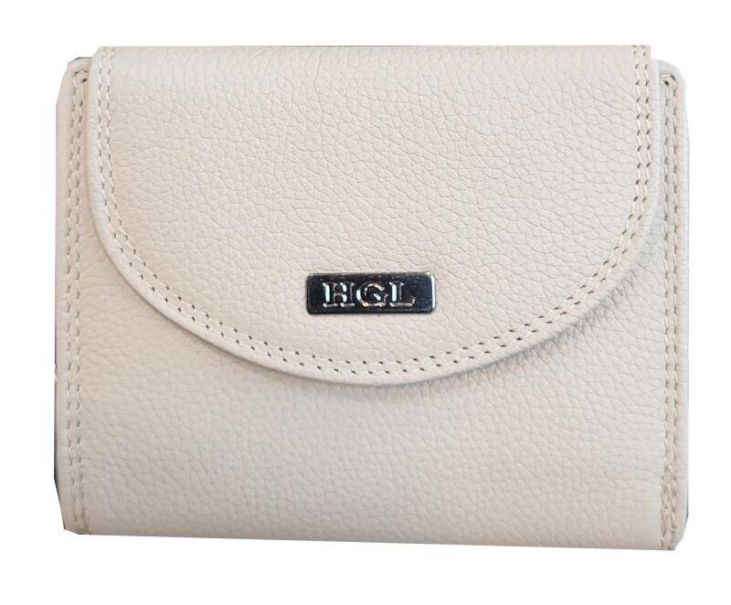 HGL - HGL Reißverschlussbörse mit Überschlag, RFID-Schutz echt Leder cappuccino Beige von HGL