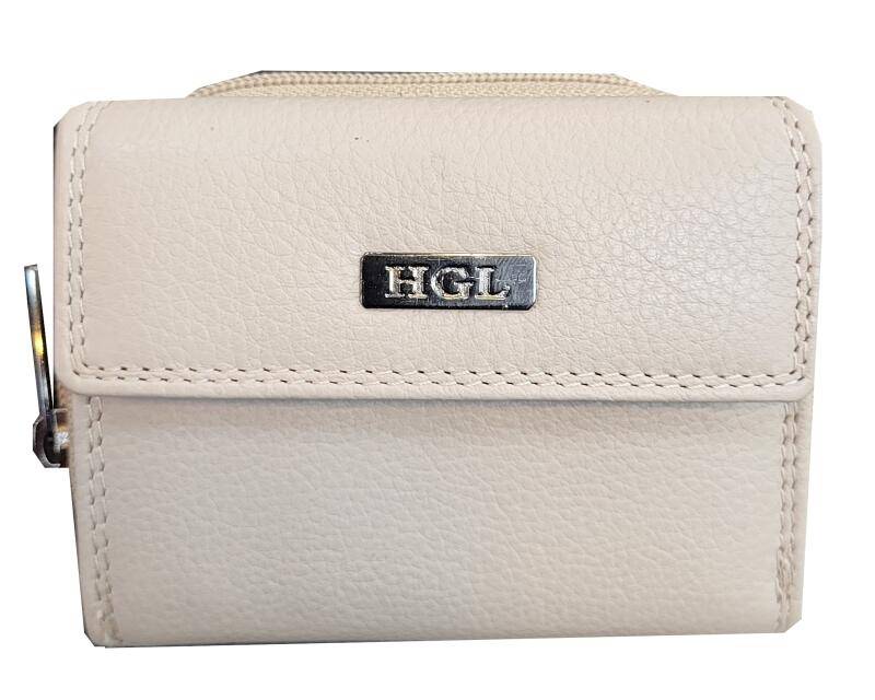 HGL - HGL Reißverschlussbörse mit Überschlag, RFID-Schutz echt Leder cappuccino Beige von HGL