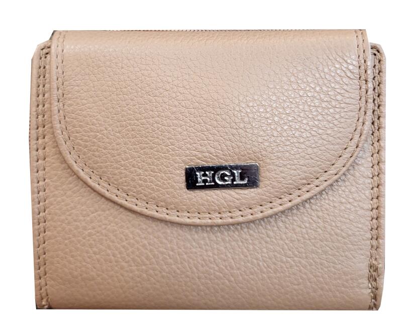 HGL - HGL Reißverschlussbörse mit Überschlag, RFID-Schutz echt Leder coffee Braun von HGL
