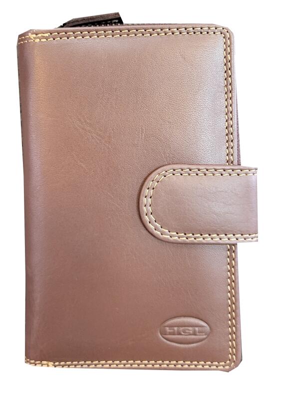 HGL - HGL Riegelbörse mit RV, RFID-Schutz echt Leder braun Braun von HGL