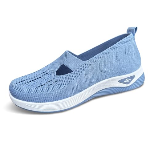 Damen Sneaker Schuhe Schlupfschuhe Leicht Atmungsaktiv Mesh Orthopädisch Wandern Sandalen Sommer Lässig Komfort Bequem Outdoor Laufen(Blue 2,40 EU) von HGMMFZ