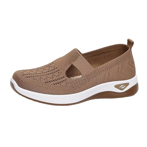 Damen Sneaker Schuhe Schlupfschuhe Leicht Atmungsaktiv Mesh Orthopädisch Wandern Sandalen Sommer Lässig Komfort Bequem Outdoor Laufen(Brown,39 EU) von HGMMFZ