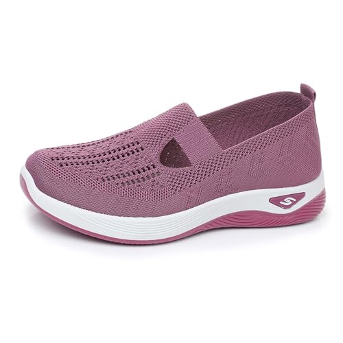 Damen Sneaker Schuhe Schlupfschuhe Leicht Atmungsaktiv Mesh Orthopädisch Wandern Sandalen Sommer Lässig Komfort Bequem Outdoor Laufen(Pink,37 EU) von HGMMFZ