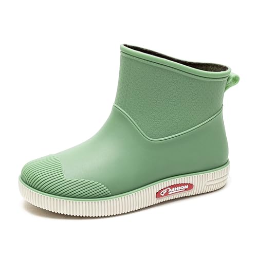 HGMMFZ Rubber Boots Women's Short Rain Shoes Non Slip Waterproof Casual Fashion Wellies for Outdoor Garden Work Fishing Travel(Green,36 EU) von HGMMFZ