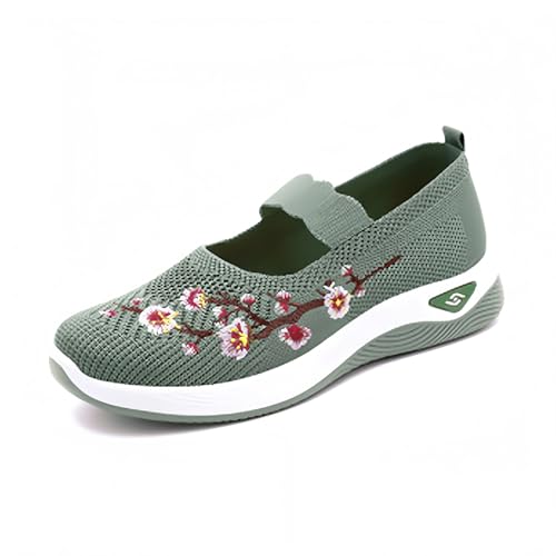 HGMMFZ Schuhe Damen Orthopädische Walkingschuhe Vermascht Sommer Leicht Sneaker Atmungsaktiv Memory Schaum Krankenschwester Sportschuhe Turnschuhe Basic(Green,41 EU) von HGMMFZ