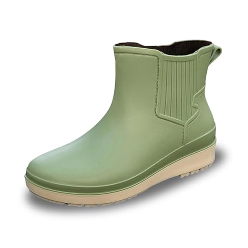 HGMMFZ Unisex Erwachsene Knöchel Gummistiefel Rutschfest Wasserdicht Regenschuhe Halbhoch Weit Schaft Wellington Boots Für Garten und Outdoorarbeiten Rain Shoes(Green,40 EU) von HGMMFZ