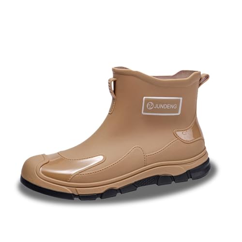 HGMMFZ Women's Rubber Boots Fashionable Short Wellies Non Slip Waterproof Comfortable Chelsea Boots Gardening Rain Shoes for Outdoor Work Fishing Travel(Brown,39 EU) von HGMMFZ