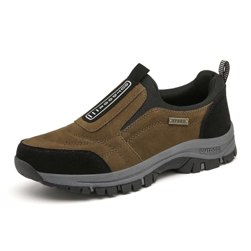 Hiking Shoes Men's Outdoor Wanderschuhe Comfortable Non Slip Trekkingschuhe Recreation Ankle Mountain Trainers Ultralight Sneakers for Sports Camping(Brown2,42 EU) von HGMMFZ