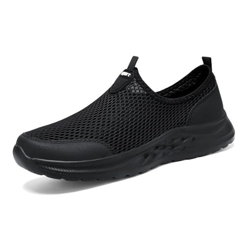 Sommerschuhe Herren Sportschuhe Slip On Hollow Out Laufschuhe Wanderschuhe rutschfest Sneaker Leicht Ohne Schnürung Gummischuhe Low Top Turnschuhe Herrenschuh(Black,39 EU) von HGMMFZ