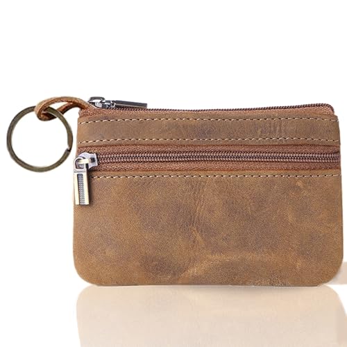 1 Stück Geldwechselgeldbörse Leder Herren Tablett Geldbörsen Münzbörse Schlüssel Geldbörse Tasche für Männer Papa Vater Frauen (Retro Braun), braun, 11.5 x 8, Münzbeutel von HGOCAHUZI