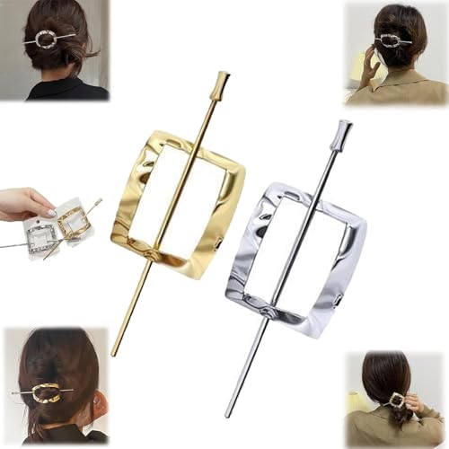 2-teiliges Set aus Creolen-Haarnadeln, Retro-geometrischen Haargummis, Frisuren-Bearbeitungsreifen und -nadeln, Mädchen-Haarnadeln aus Metall, temperamentvollen, alltäglichen gebogenen Haarnadeln von HGRYNDRO