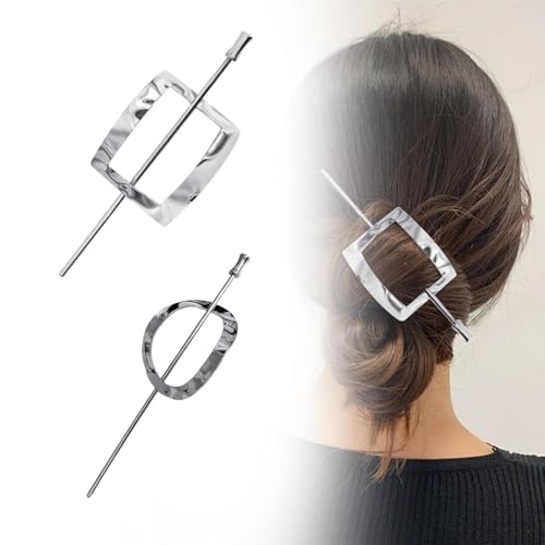 2-teiliges Set aus Creolen-Haarnadeln, Retro-geometrischen Haargummis, Frisuren-Bearbeitungsreifen und -nadeln, Mädchen-Haarnadeln aus Metall, temperamentvollen, alltäglichen gebogenen Haarnadeln von HGRYNDRO