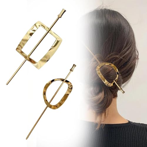 2-teiliges Set aus Creolen-Haarnadeln, Retro-geometrischen Haargummis, Frisuren-Bearbeitungsreifen und -nadeln, Mädchen-Haarnadeln aus Metall, temperamentvollen, alltäglichen gebogenen Haarnadeln von HGRYNDRO