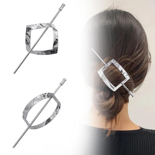 2-teiliges Set aus Creolen-Haarnadeln, Retro-geometrischen Haargummis, Frisuren-Bearbeitungsreifen und -nadeln, Mädchen-Haarnadeln aus Metall, temperamentvollen, alltäglichen gebogenen Haarnadeln von HGRYNDRO