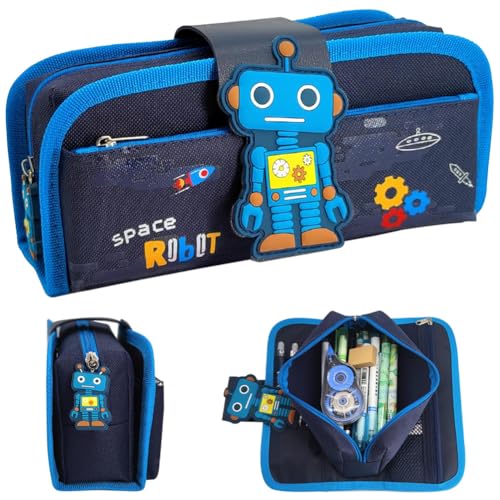 HGSHUO Federmäppchen Roboter Mäppchen mit Große Federtaschen Roboter Schlamppermäppchen Junge Federtasche Pencil Case Teenager Schulmäppchen Schulanfang Reißverschluss Federmappe von HGSHUO