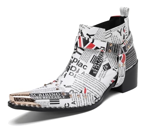 HGTREDPK Bootstiefel Für Männer, Unisex -Stiefel, Lässige Chelsea -Komfortstiefel, Metallzehenschuhe Für Hochzeiten, Tänze Und PartysWhite,EU40 HGTREDPK Bootstiefel Für Männer, Unisex -Stiefel, Lässige Chelsea -Komfortstiefel, Metallzehenschuhe Für Hochzeiten, Tänze Und PartysWhite,EU40 von HGTREDPK