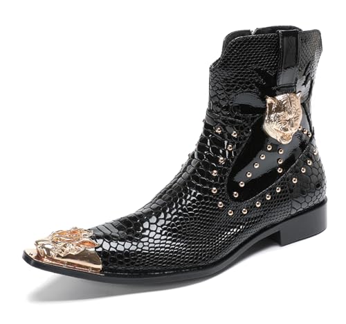 HGTREDPK Herrenstiefel, Unisex -Nietstiefel, Lässige Chelsea -Stiefel, Metallzehenschuhe Für Hochzeiten, Tänze Und PartysBlack,EU47 HGTREDPK Herrenstiefel, Unisex -Nietstiefel, Lässige Chelsea -Stiefel, Metallzehenschuhe Für Hochzeiten, Tänze Und PartysBlack,EU47 von HGTREDPK