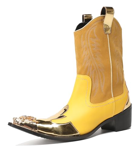 HGTREDPK Komfortstiefel Für Männer, Unisex -Stiefel, Lässige Chelsea -Stiefel, Metallzehenschuhe Für Hochzeiten, Tänze Und PartysYellow,EU41 HGTREDPK Komfortstiefel Für Männer, Unisex -Stiefel, Lässige Chelsea -Stiefel, Metallzehenschuhe Für Hochzeiten, Tänze Und PartysYellow,EU41 von HGTREDPK