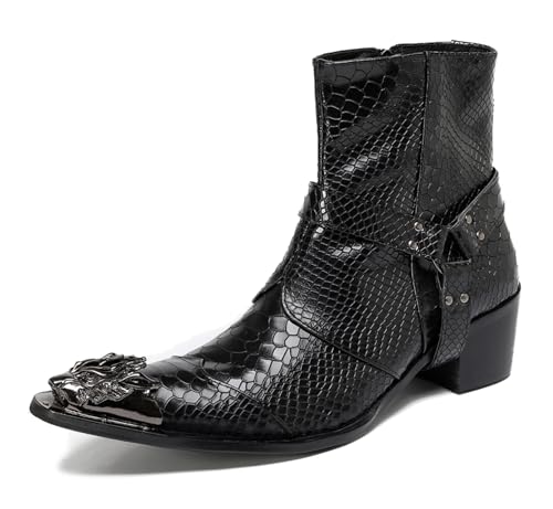 HGTREDPK Kurze Stiefel, Unisex -Nietstiefel, lässige Chelsea -Stiefel, Metallzehenschuhe für Hochzeiten, Tänze und PartysBlack,EU46 HGTREDPK Kurze Stiefel, Unisex -Nietstiefel, lässige Chelsea -Stiefel, Metallzehenschuhe für Hochzeiten, Tänze und PartysBlack,EU46 von HGTREDPK