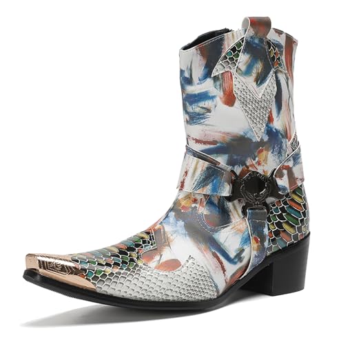 HGTREDPK Stiefel, Männer- und Frauenschuhe, lässige Chelsea -Stiefel, Metallzehenschuhe für Hochzeiten, Tänze und PartysMulti-colored,EU36 von HGTREDPK
