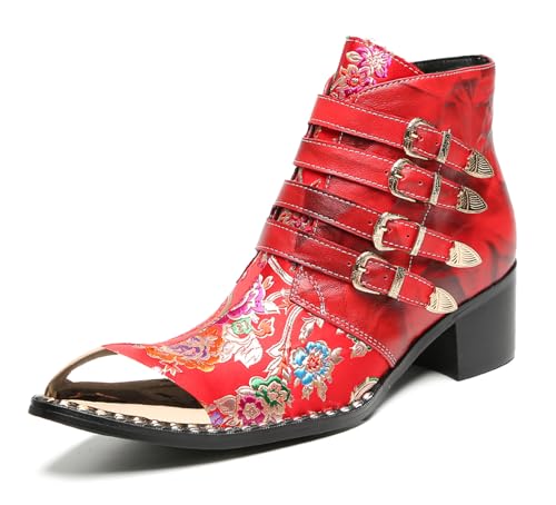 HGTREDPK Stiefel, Unisex -Metallzehenstiefel, lässige Chelsea -Stiefel, Schuhe für Hochzeiten, Tänze und PartysRed,EU41 HGTREDPK Stiefel, Unisex -Metallzehenstiefel, lässige Chelsea -Stiefel, Schuhe für Hochzeiten, Tänze und PartysRed,EU41 von HGTREDPK