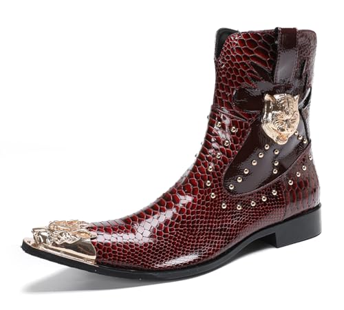 HGTREDPK Stiefel Für Mann, Unisex -Metallzehenstiefel, Lässige Nieten Chelsea -Stiefel, Schuhe Für Hochzeiten, Tänze Und PartysRed,EU42 HGTREDPK Stiefel Für Mann, Unisex -Metallzehenstiefel, Lässige Nieten Chelsea -Stiefel, Schuhe Für Hochzeiten, Tänze Und PartysRed,EU42 von HGTREDPK