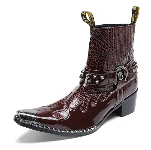 HGTREDPK Stiefel für Mann, Unisex Metal Toe Nietstiefel, lässige Chelsea -Stiefel, Schuhe für Hochzeiten, Tänze und PartysRed,EU42 HGTREDPK Stiefel für Mann, Unisex Metal Toe Nietstiefel, lässige Chelsea -Stiefel, Schuhe für Hochzeiten, Tänze und PartysRed,EU42 von HGTREDPK