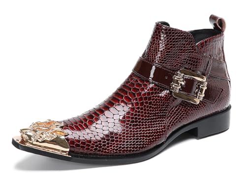 HGTREDPK Stiefel für Mann, Unisex Metall Zehe Stiefel, Casual Chelsea Stiefel, Schuhe für Hochzeiten, Tänze und PartysRed,EU45 HGTREDPK Stiefel für Mann, Unisex Metall Zehe Stiefel, Casual Chelsea Stiefel, Schuhe für Hochzeiten, Tänze und PartysRed,EU45 von HGTREDPK