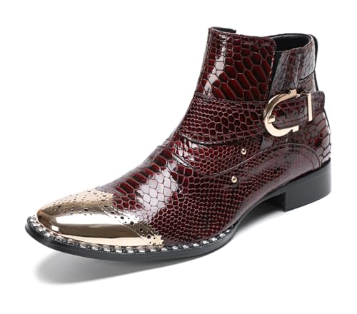 HGTREDPK Stiefel für Unisex, Metallzehen Nietstiefel, Freizeitstiefel, Schuhe für Hochzeiten, Tänze und PartysRed,EU47 HGTREDPK Stiefel für Unisex, Metallzehen Nietstiefel, Freizeitstiefel, Schuhe für Hochzeiten, Tänze und PartysRed,EU47 von HGTREDPK