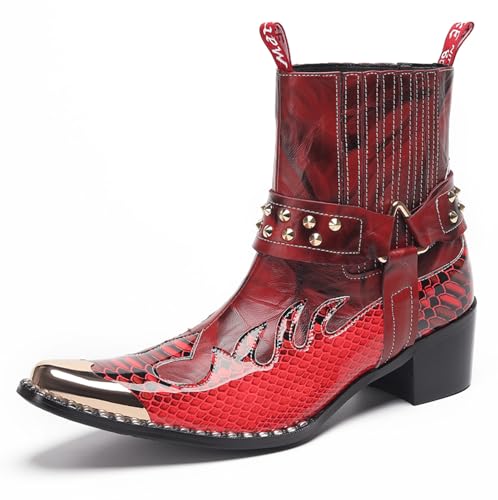 Herrenschuhe, Herrenstiefel, Freizeitschuhe Chelsea, Metallzehenschuhe Für Hochzeiten, Tänze Und PartysRed,EU43 Herrenschuhe, Herrenstiefel, Freizeitschuhe Chelsea, Metallzehenschuhe Für Hochzeiten, Tänze Und PartysRed,EU43 von HGTREDPK