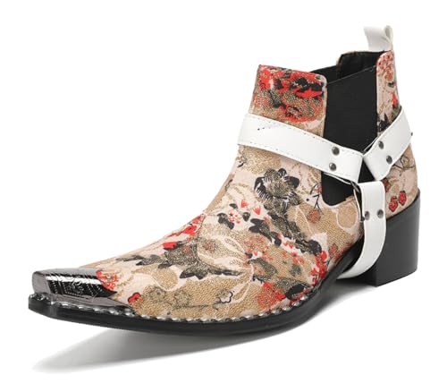 Stiefel, Herren- Und Frauenschuhe, Unisex Lässige Chelsea -Stiefel, Metallzehenschuhe Für Hochzeiten, Tänze Und PartysBrown,EU39 von HGTREDPK