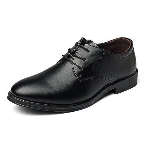 HGUEB Herren Formale Moderne Oxford Kleid Schuhe Business Hochzeit Arbeit Schnürschuhe Derby Schuhe, Schwarz, 44 EU von HGUEB