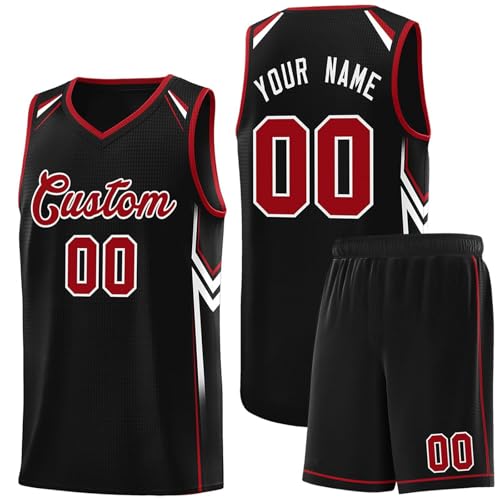 2 Sets personalisiertes Basketballtrikot benutzerdefinierte Basketball Trikots benutzerdefinierte Basketball Kit Basketball Trainingsanzug mit Namen Team Nummer für Erwachsene und Kinder A01 von HGWOPGASD