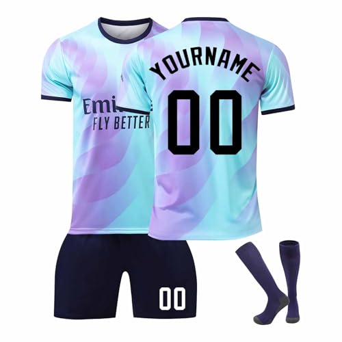 HGWOPGASD 25/26 Neue Saison Hause/Auswärts Fußball Trikots Trikot Personalisiert Kinder Trikot mit Eigenem Namen & Nummer Shorts Socken Set Fussball Jersey Trainingsanzug A03 von HGWOPGASD