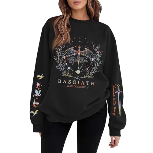 HGWOPGASD 𝗕𝗮𝘀𝗴𝗶𝗮𝘁𝗵 War College Sweatshirt - 4 Flügel Buch Drachenreiter Pullover Pulli Langarm Crewneck für Frauen Vierte Flügel Merch Vierte Flügel Sweatshirt Lesen Sweatshirts Für Frauen von HGWOPGASD