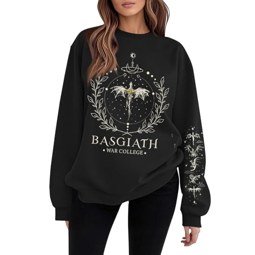 HGWOPGASD 𝗕𝗮𝘀𝗴𝗶𝗮𝘁𝗵 War College Sweatshirt - 4 Flügel Buch Drachenreiter Pullover Pulli Langarm Crewneck für Frauen Vierte Flügel Merch Vierte Flügel Sweatshirt Lesen Sweatshirts Für Frauen von HGWOPGASD
