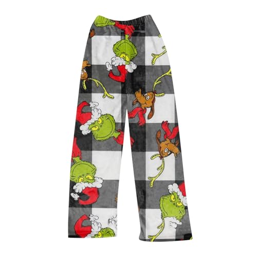 HGWOPGASD Flauschige Pyjama Hose Damen-Winter-Schlafanzüge Aus Flanell Christmas Pyjama Grinch Artikel Weihnachts-Pyjamas Damen Pyjama Damen Cute Pyjama Hosen Couple Pyjama Hosen Couple Grinch Hose von HGWOPGASD