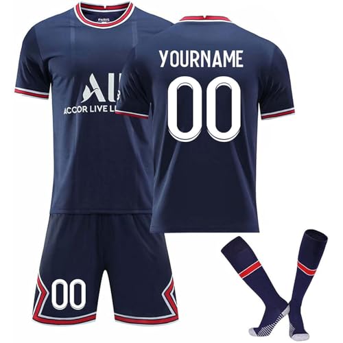 HGWOPGASD Fussball Trikot Kinder Set 24/25 Personalisiert drucken Eigenem Namen Nummer mit Shorts und Socken Football Training Erwachsene und Jungen Tshirts Sets Fussball Geschenke Jungen A04 von HGWOPGASD