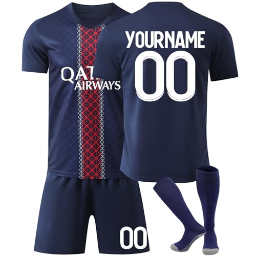 HGWOPGASD Fussball Trikot Kinder Set 24/25 Personalisiert drucken Eigenem Namen Nummer mit Shorts und Socken Football Training Erwachsene und Jungen Tshirts Sets Fussball Geschenke Jungen A08 von HGWOPGASD