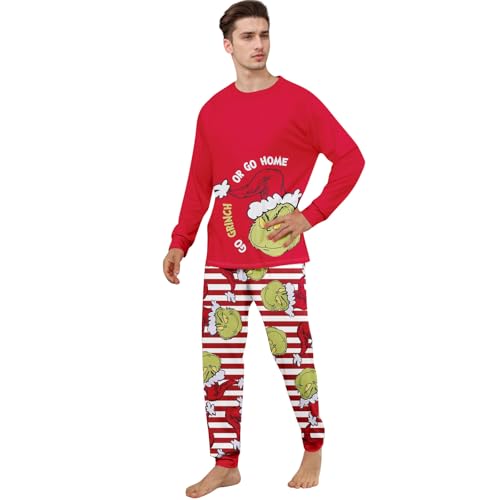 HGWOPGASD Grinch Weihnachten Nachtwäsche Sleepwear Weihnachtsmütze Familie Set Grinch Kostüm Weihnachtssets Weihnachtskostüm Weihnachts Pyjama Damen Set Weihnachten Mädchen Nachtwäsche The Grinch von HGWOPGASD