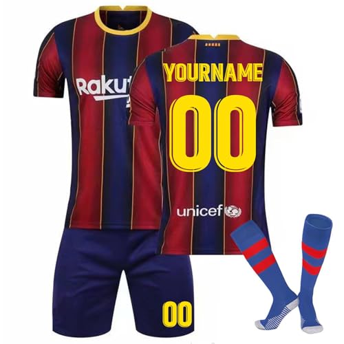 HGWOPGASD Hause/Auswärts Fußball Trikots Trikot Personalisiert Erwachsener Kinder Trikot mit Eigenem Namen & Nummer Shorts Socken Set Fussball Jersey Trainingsanzug A16 von HGWOPGASD