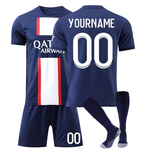 HGWOPGASD Hause/Auswärts Fußball Trikots Trikot Personalisiert Erwachsener Kinder Trikot mit Eigenem Namen & Nummer Shorts Socken Set Fussball Jersey Trainingsanzug A25 von HGWOPGASD