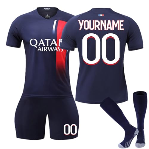 HGWOPGASD PSG Personalisiertes Trikot Benutzerdefiniert Fussball Trikot Beliebiger Name und Nummer Trikot T-Shirt Shorts Sock 3 Teiliges Set A01 6-7 Jahre von HGWOPGASD