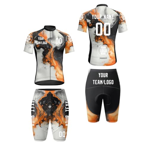 HGWOPGASD Personalisierte Herren Radfahren Jersey 2 Sets Sommer Radfahren Kleidung Anzug Team Fahrrad Kleidung Straße Radfahren Outfits Fahrrad Kit A27 von HGWOPGASD