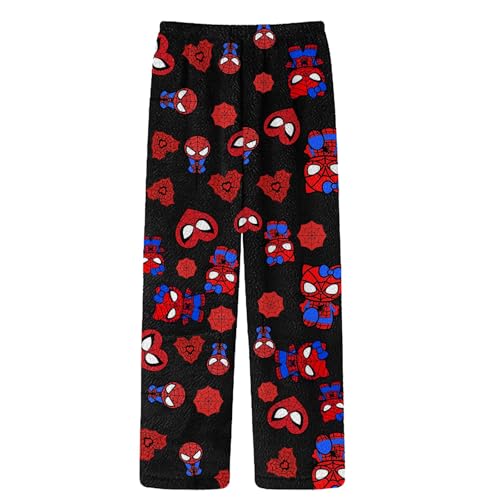 HGWOPGASD Pyjamahose für Damen, flauschiger Pyjama für Mädchen, süßer Anime-Pyjama, Pyjama, Lounge-Hose für Damen, Pyjamahose in Übergröße, Flanell-Pyjama für Damen, Nachtwäschehose 00-Red XS von HGWOPGASD