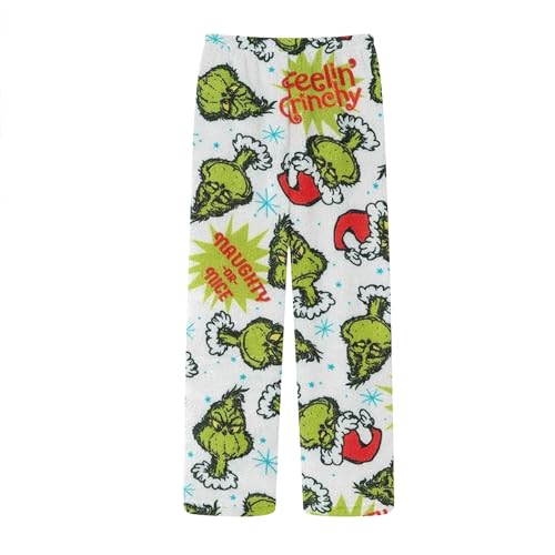 HGWOPGASD Schlaf Hose Grinch Schlafanzug Weihnachts Pyjama Grinch Weihnachts-Pyjamas Damen Damen-Winter-Schlafanzüge Aus Flanell Weihnachts Pyjama Damen Schlafanzug Hose Damen Lang Pyjama Damen Cute von HGWOPGASD