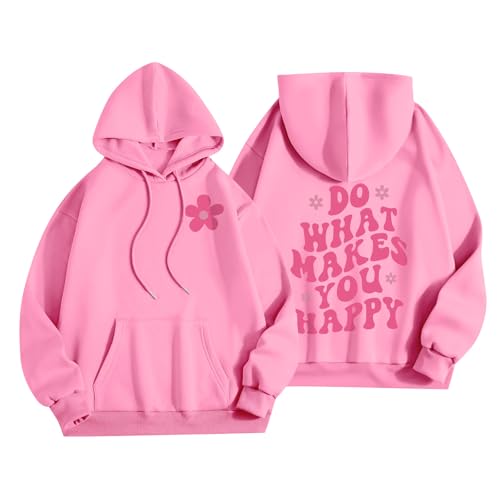 HGWOPGASD Teenager-Sweatshirts Rosa Puff-Kapuzenpullover Übergroßes Sweatshirt Für Damen Sweatshirt Mit Rundhalsausschnitt Y2K Rosafarbener Palmen-Puff-Hoodie-Strand Adrette Kleidung Rosafarbene von HGWOPGASD